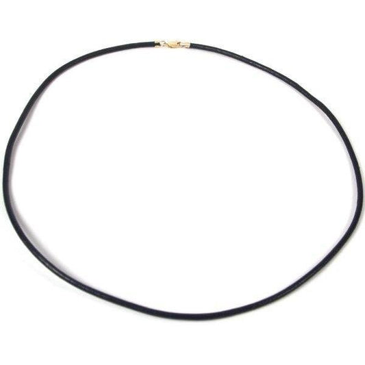 Leather Cord Necklace Black 16"