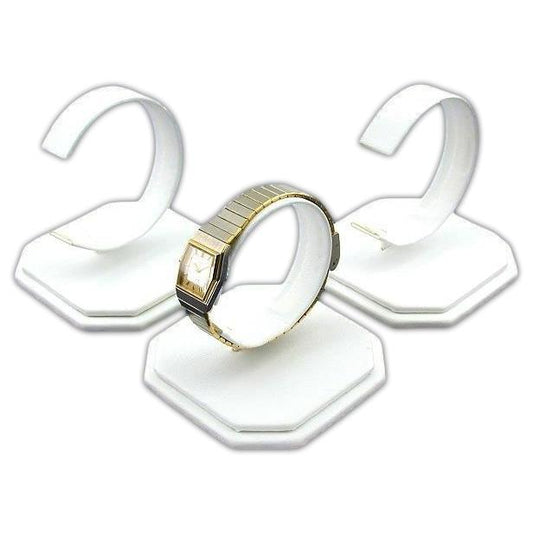 Watch Display Stands White Leather 3 3/4" 3Pcs
