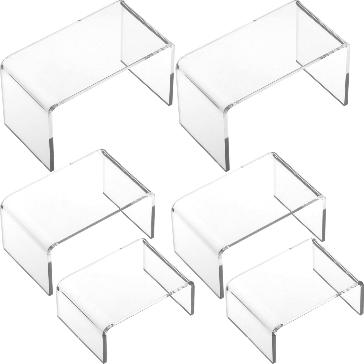 6 Clear Acrylic Jewelry Display Risers Showcase Fixtures