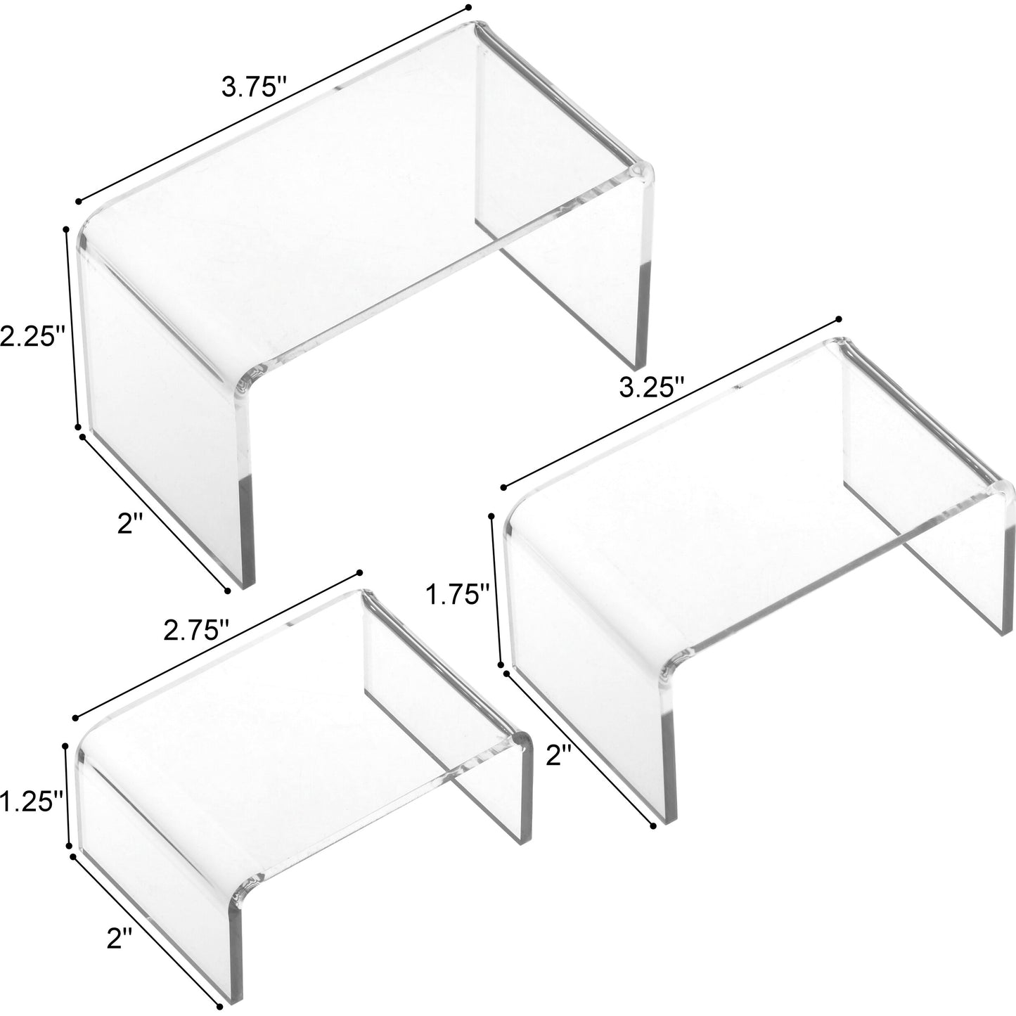 6 Clear Acrylic Jewelry Display Risers Showcase Fixtures