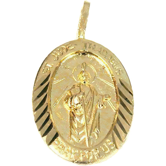 St. Jude Thaddeus Charm 20mm & 18" Chain 14k Gold