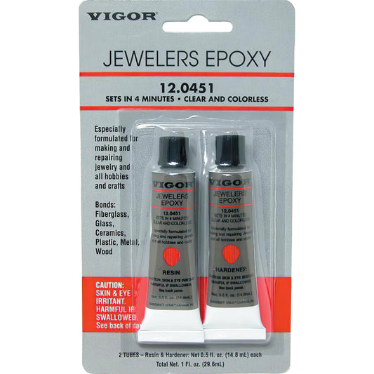 Vigor Jewelers Fast Set 4-Minute Clear Colorless Epoxy Adhesive Glue 1 fl oz
