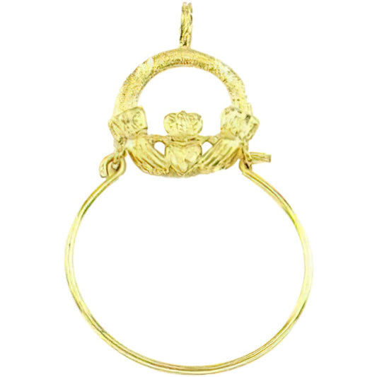 Claddagh Charm Holder 35mm & 18" Chain 14k Gold