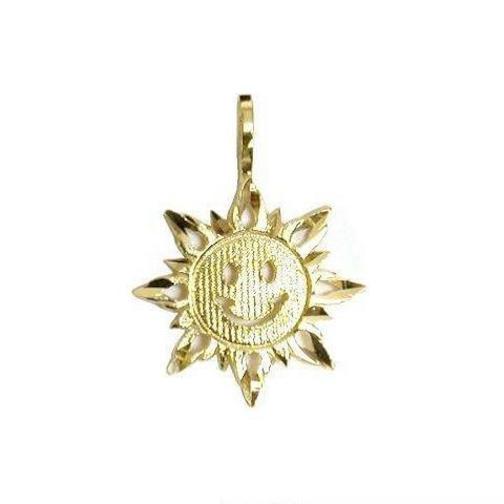 Sun Charm 19.5mm & 18" Chain 14k Gold