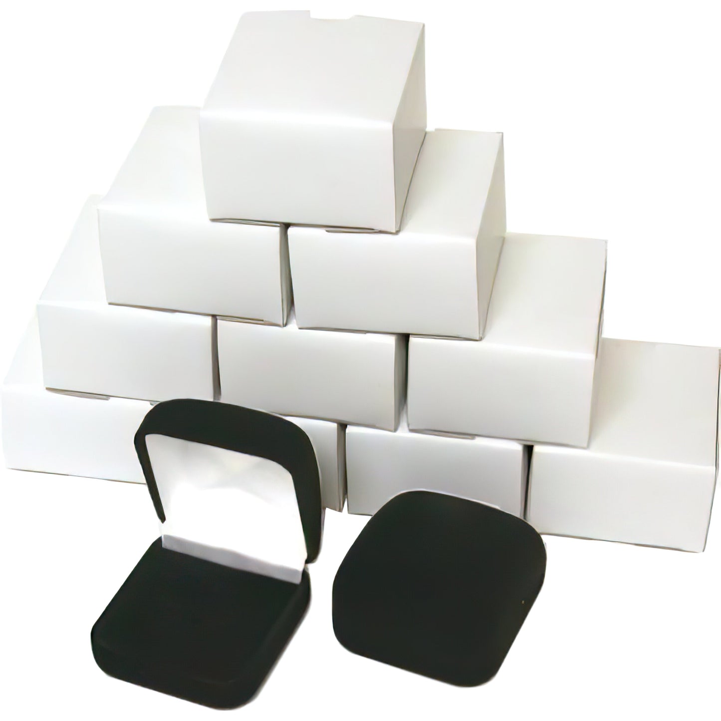 12 Black Flocked Square Ring Gift Boxes Jewelry Displays