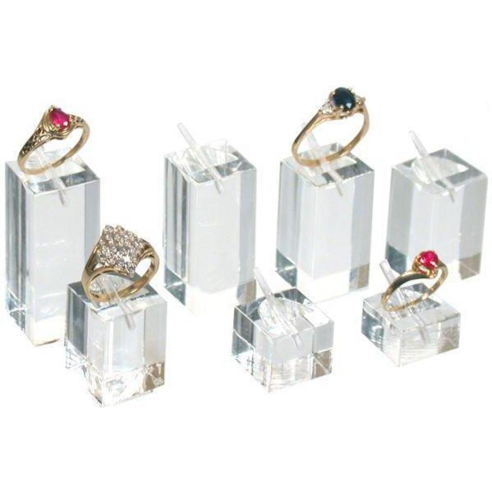 Ring Display Stands Square Acrylic 7Pcs