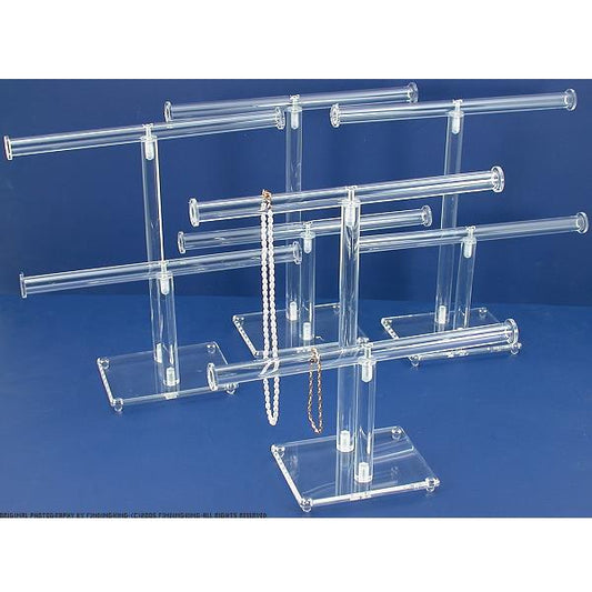 4pc 2 Tier Clear Acrylic T-Bar Chain & Bracelet Display