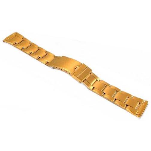 Gold Plated Wrist Watch Band Watchband Link Bracelet w/ Deployment Buckle 22mm