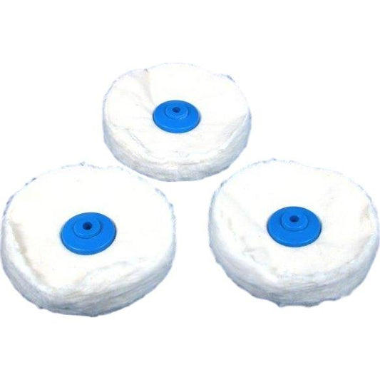 3Pc 36 Ply Muslin Buffs With Plastic Center 4" Jewelers Jewelry  Cleaning Tools