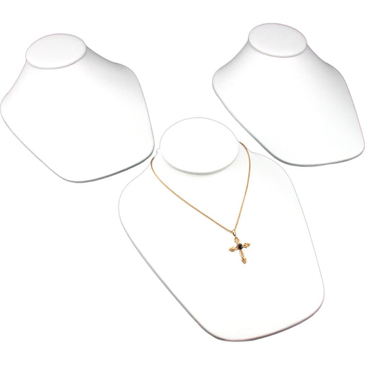 3 White Leather Necklace Bust Slatwall Jewelry Display