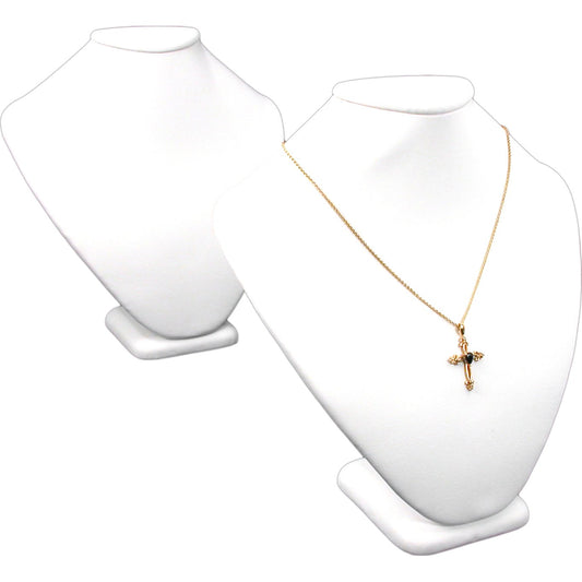 2 White Leather Necklace Busts Jewelry Displays 8.5"