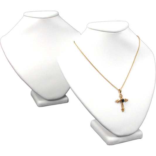 2 White Leather Necklace Busts Jewelry Displays 6.5"