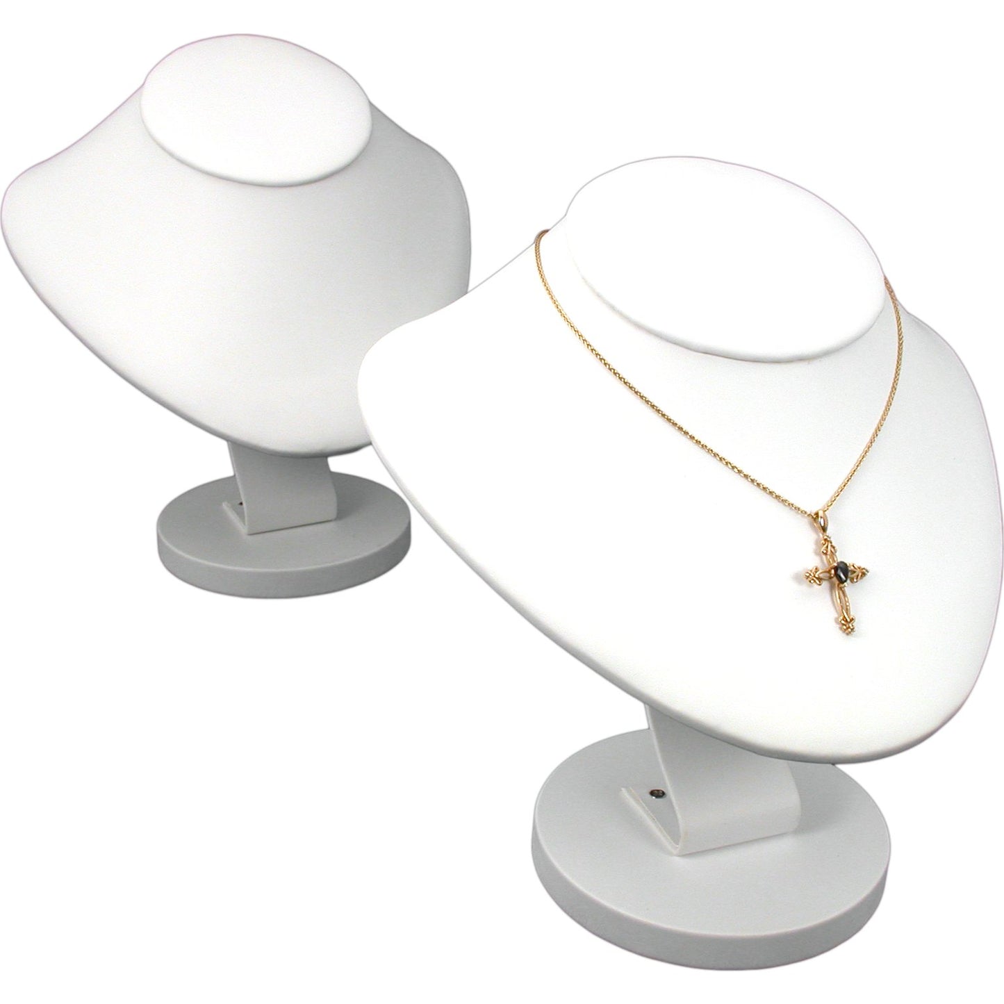 2 White Leather Necklace Busts Jewelry Displays 8.5"