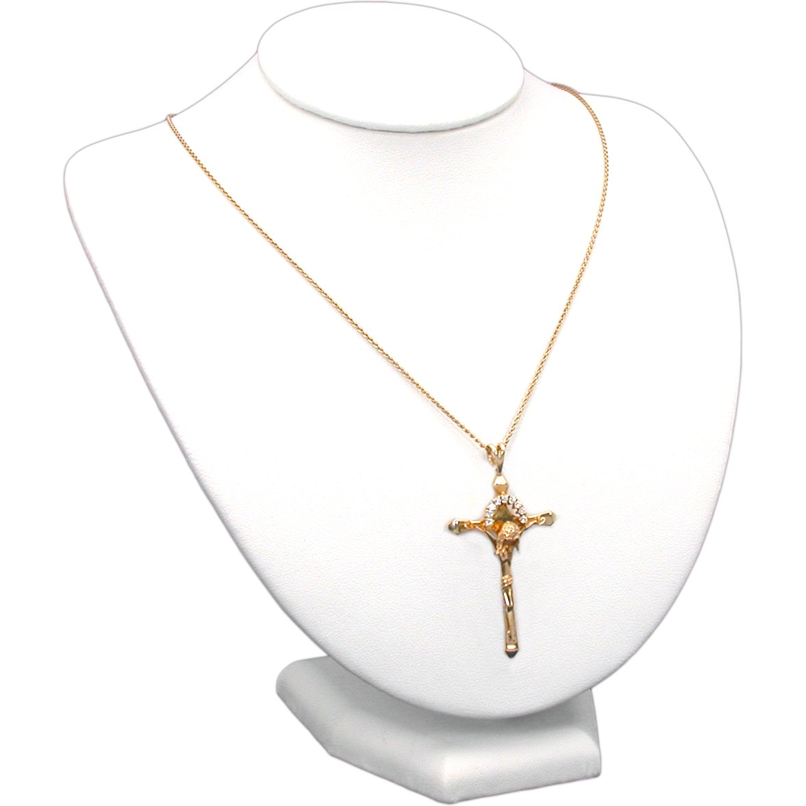 3Pc White Leather Jewelry Necklace Display Bust 8" New