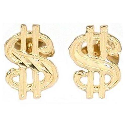 8 PCS 14K Gold Dollar Sign Earrings 5mmX8mm