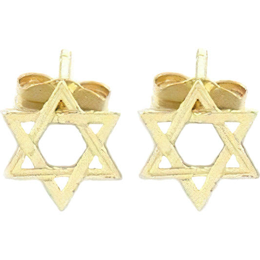 8 PCS 14K Gold Star David Earrings Jewish Faith Jewelry 7mm