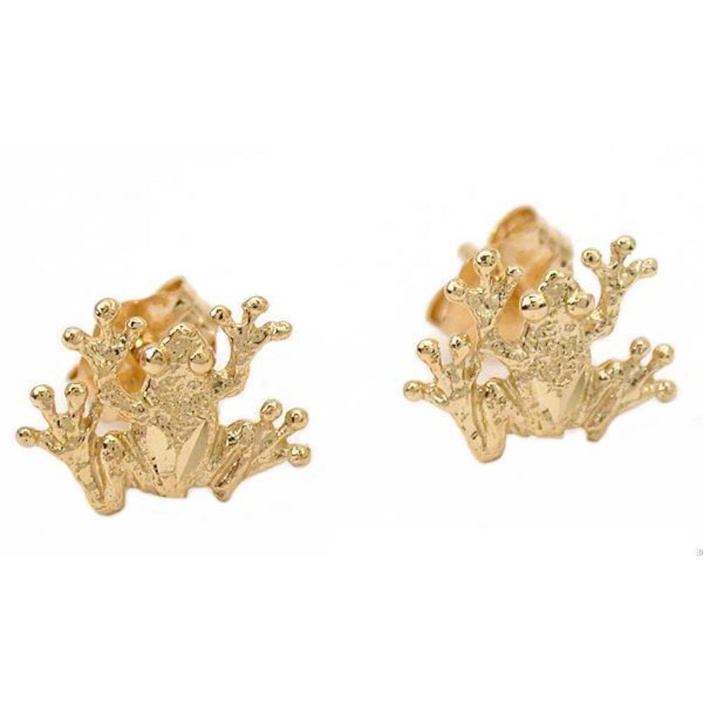Frog Earrings 14k Gold 7mm