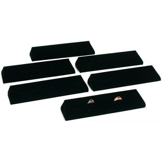 5 Slot Ring Display Stands Black Velvet 8 1/8" 6Pcs