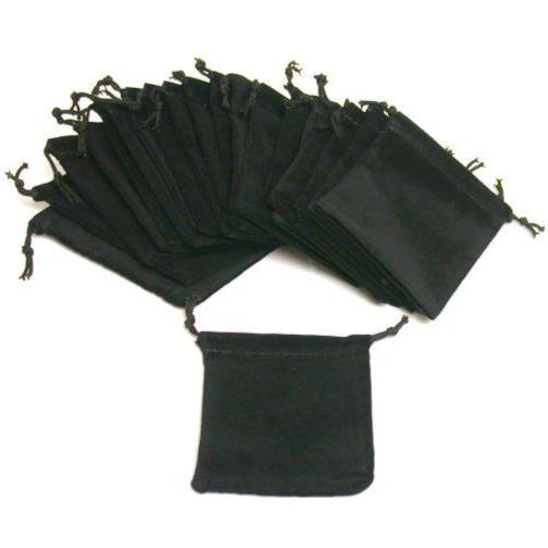 Drawstring Pouches Black Velveteen 3" 20Pcs