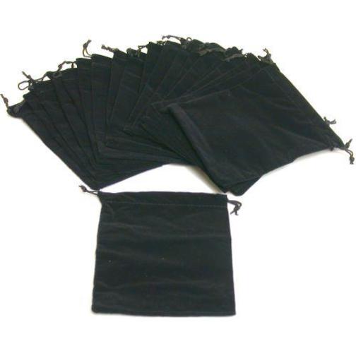 20 Pouches Black Velvet Drawstring Jewelry Bags 5"