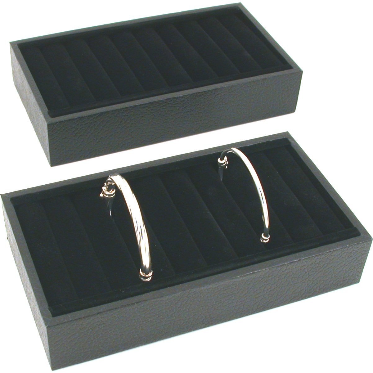 2 Black Velvet Bangle Bracelet Display Trays Jewelry