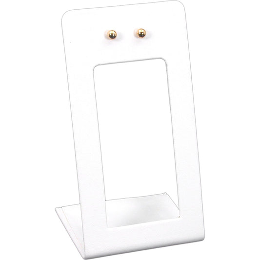 Earring Display Stand White Faux Leather 2 3/8"