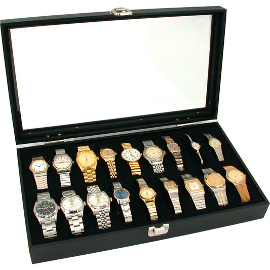Glass Lid Watch Display Case 14 3/4"