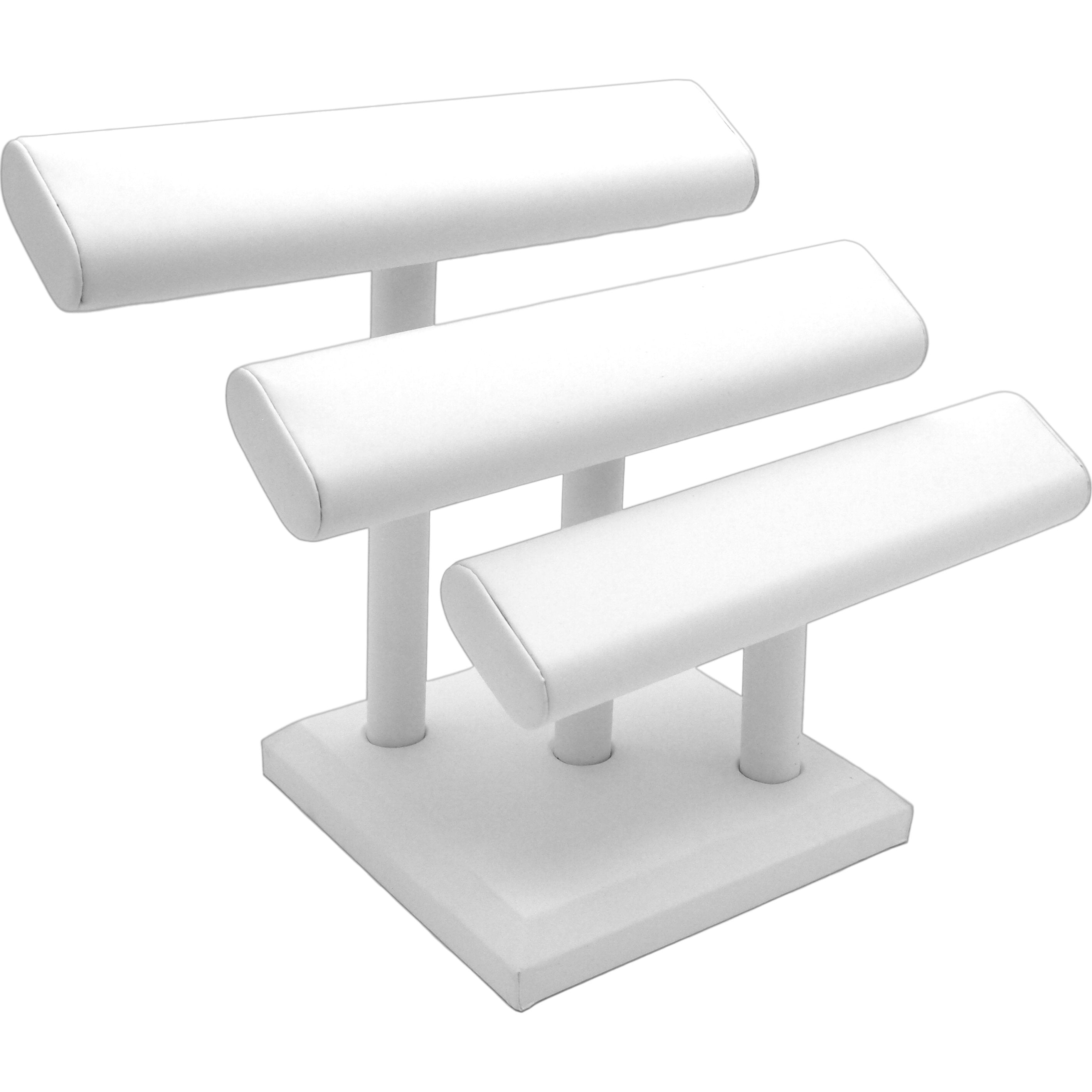 3 Tier White Leather T-Bar Bracelet & Necklace Jewelry Display Stands -  Walmart.com