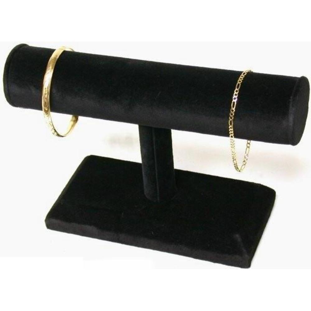 Black Velvet Single Tier Bracelet Watch Bangle T-Bar Display 7 1/2" Kit 6 Pcs