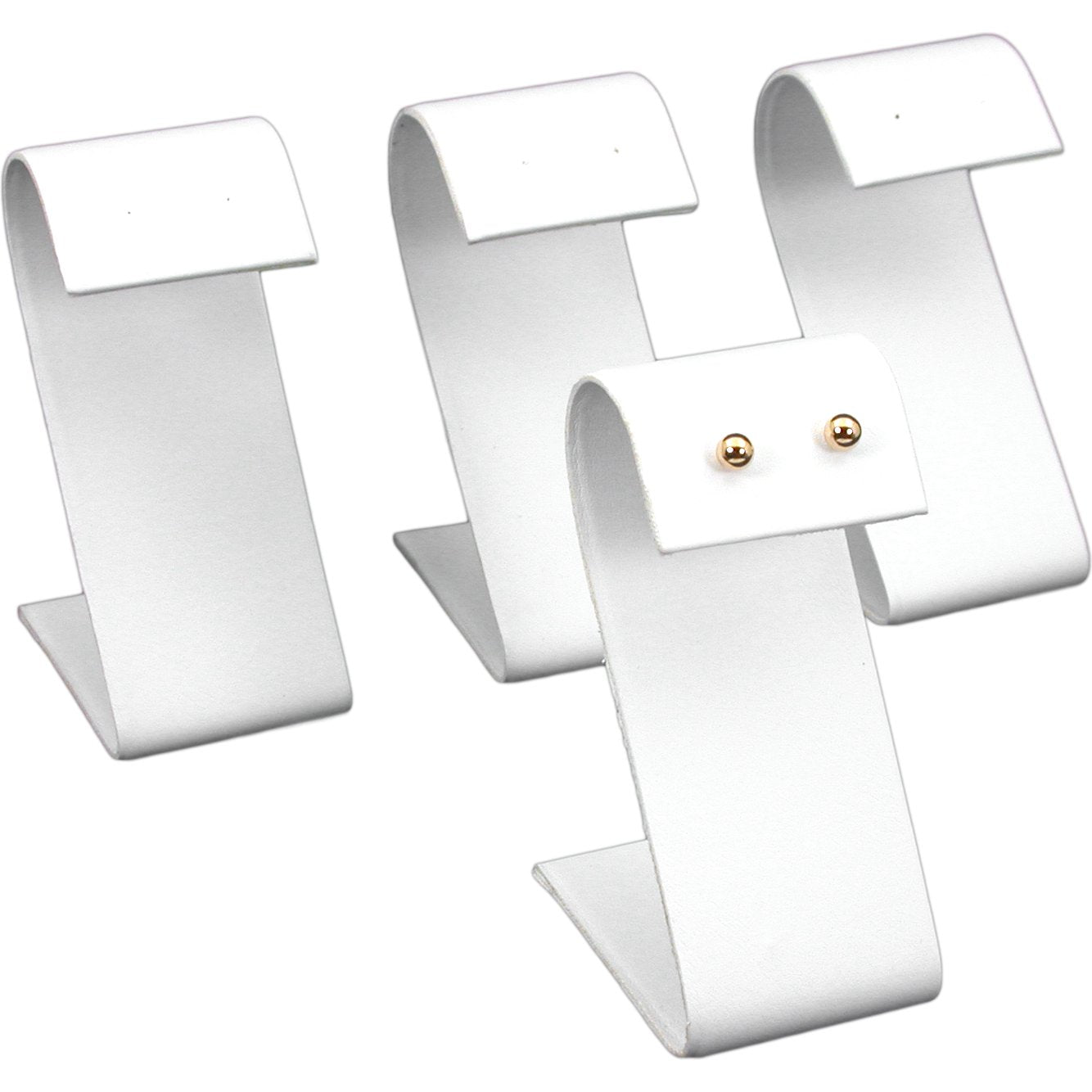 4 White Leather Earring Display Stands Jewelry 3.25"