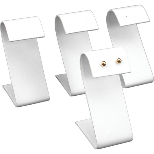 4 White Leather Earring Display Stands Jewelry 3.25"