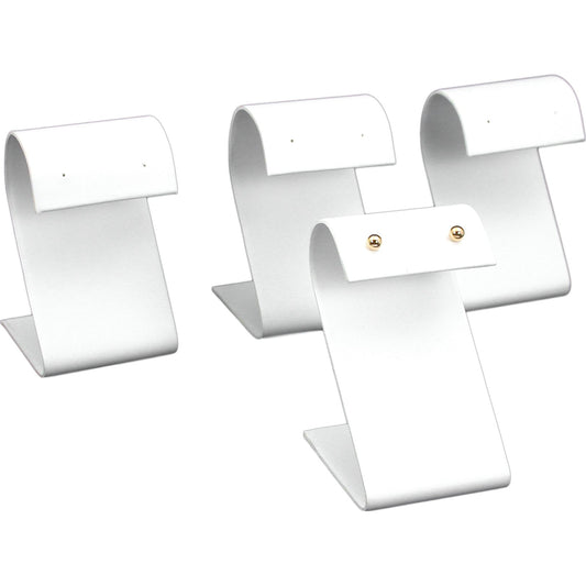 4 White Leather Earring Display Stands Jewelry 3.25"