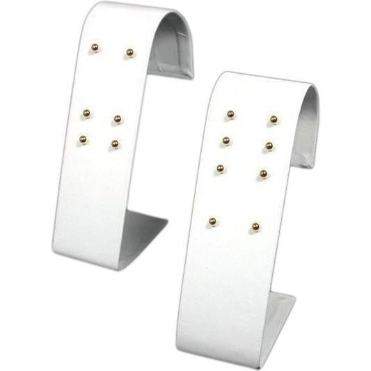 2 White Faux Leather Earring Displays