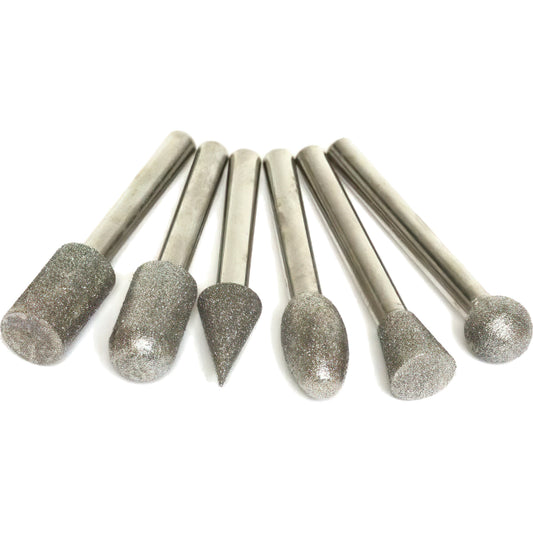 Diamond Coated Burs 80 Grit 1/4" 6Pcs