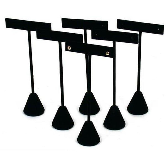 6 Black Velvet Earring T Stand Showcase Displays 5.75"
