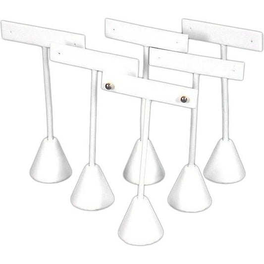 6 Earring T Stand White Leather Showcase Display 4.75"
