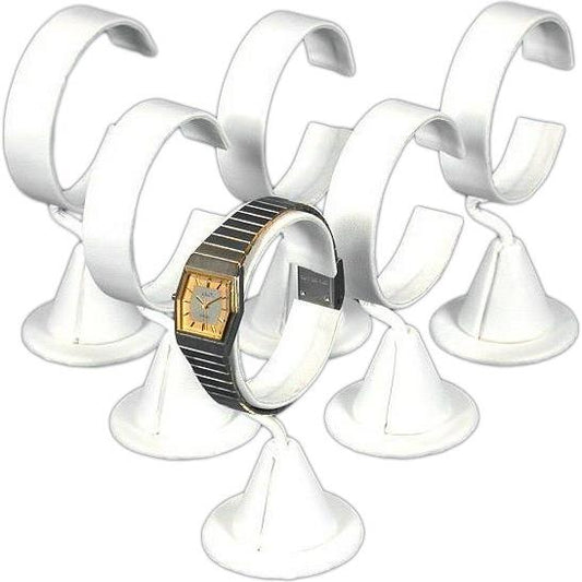 Watch Stand White Faux Leather 6pc