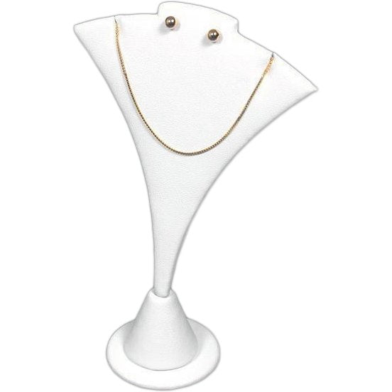 2 White Faux Leather Earring & Pendant Displays
