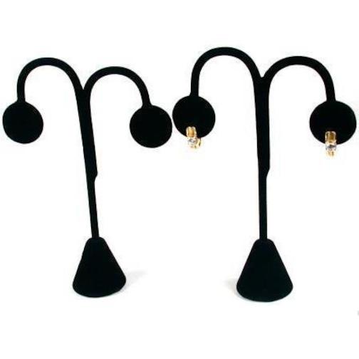 2 Black Velvet Earring Tree Hoop Stud Showcase Displays 5.25"