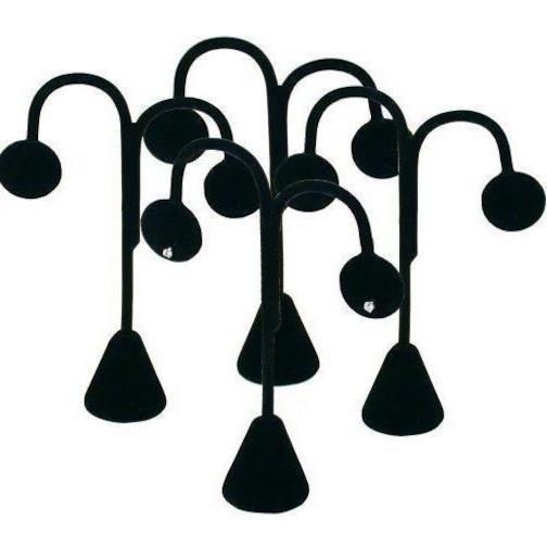4 Black Velvet Earring Tree Hoop Stud Showcase Displays 5.25"