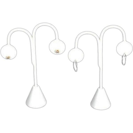 2 Faux White Leather Earring Displays 5 1/4"