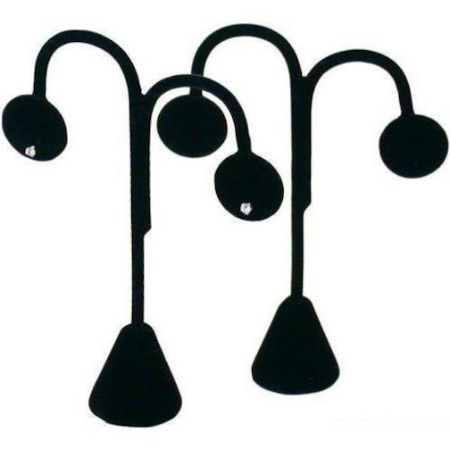2 Black Velvet Earring Tree Hoop Stud Showcase Displays 4.75"