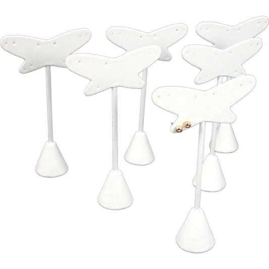 6 White Faux Leather Earring Displays 5 3/4"