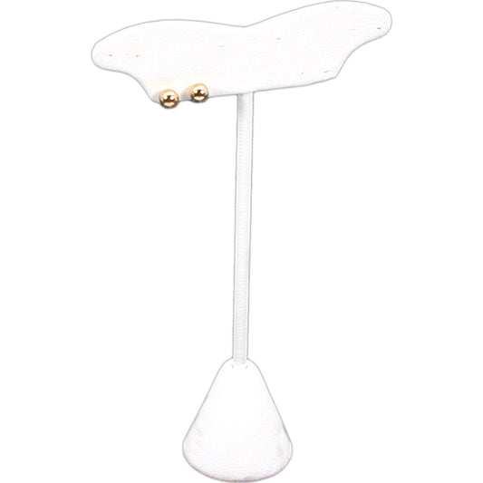 Earring Display Stand White Faux Leather 4 3/4"