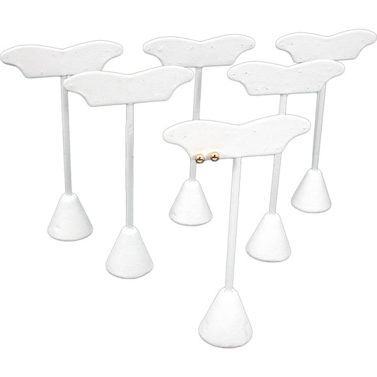6 White Leather Earring Stands 5 Pairs Jewelry Displays