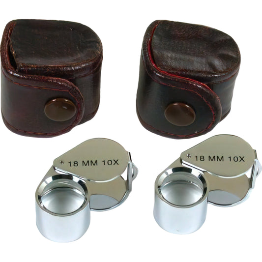 2 10X Round 18mm Chrome Plated Jewelers Eye Loupes
