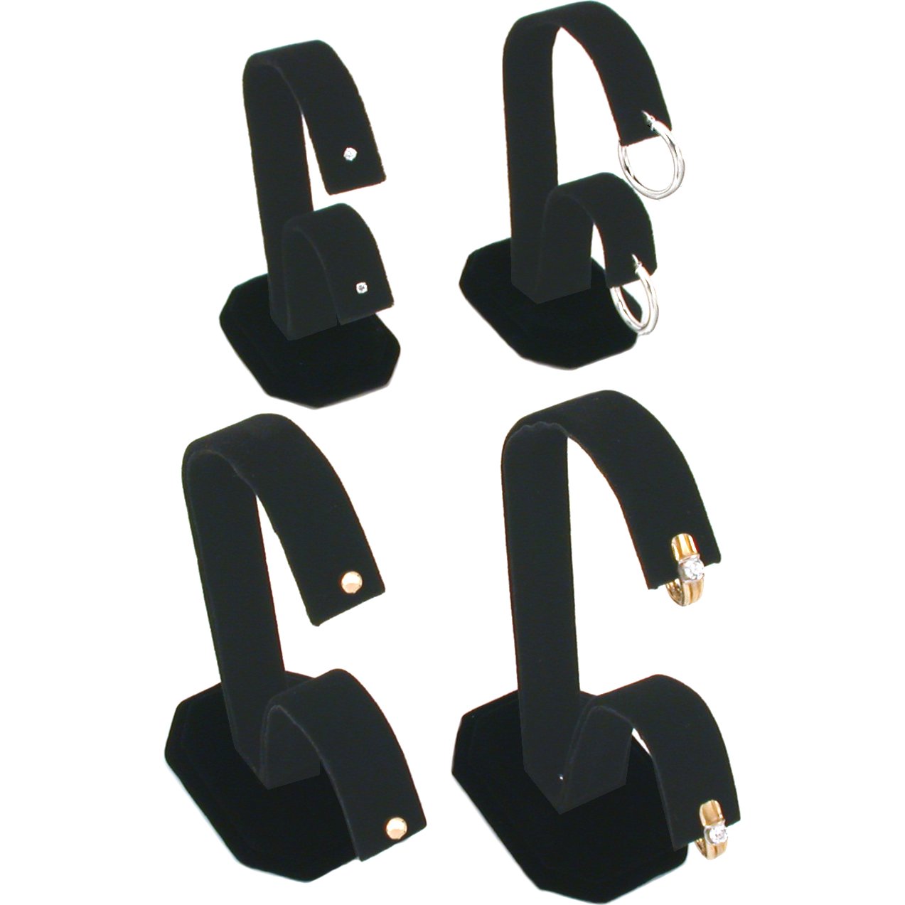 Black Velvet Earring Display Jewelry Stands Lot of 4