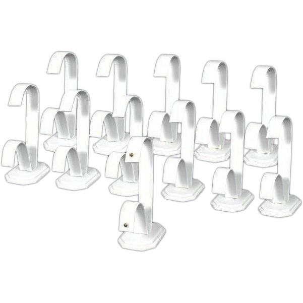 12 White Faux Leather Earring Displays