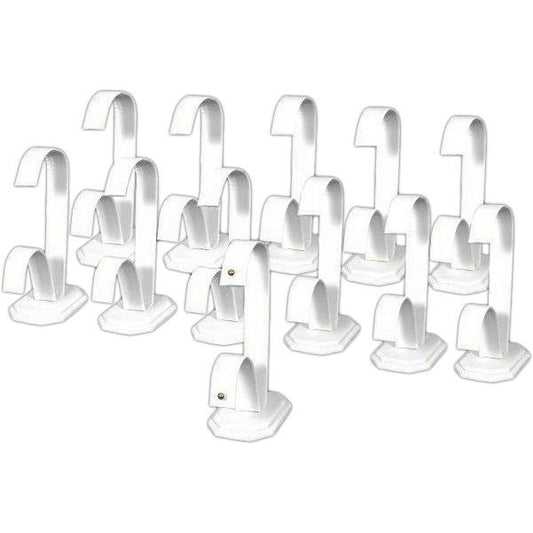 12 White Faux Leather Earring Displays