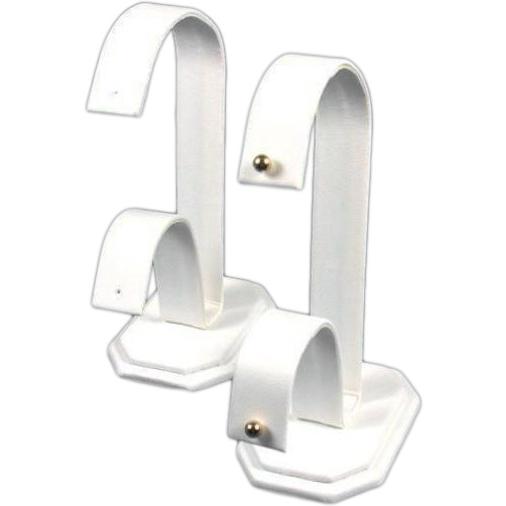 2 Earring Displays White Leather Showcase Countertop